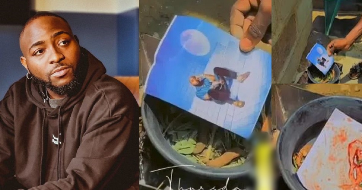 “Has it gotten to this?” – Reactions as man is spotted cooking singer, Davido’s photo inside a ‘juju pot’ (Video)