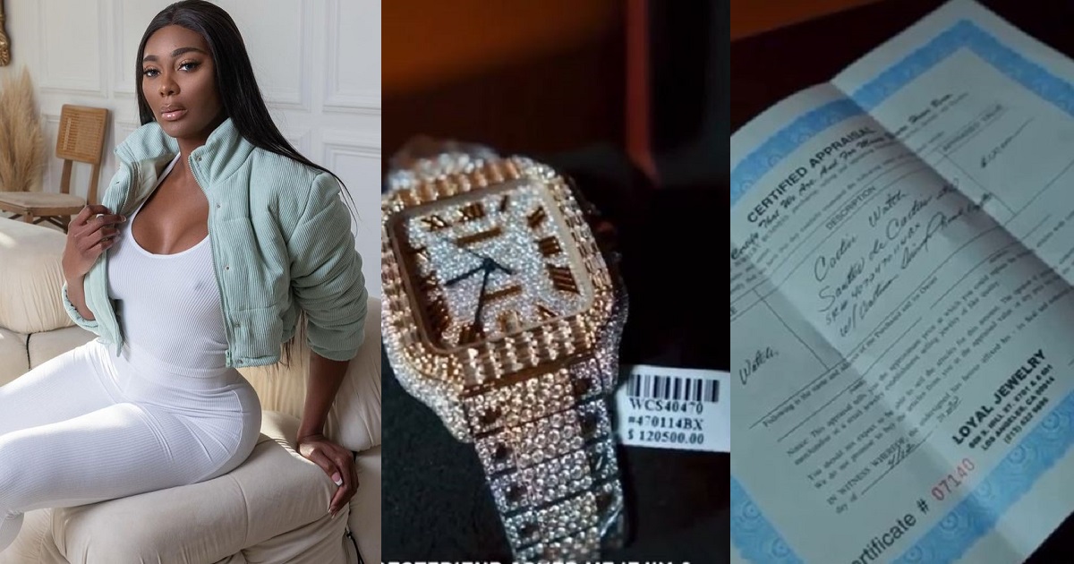 Model, Faith Morey shows off her N60million Cartier diamond wristwatch (video)