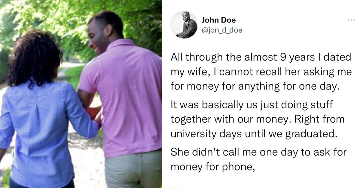 “I dated my wife for 9 years and she never asked me for money” – Nigerian man shares