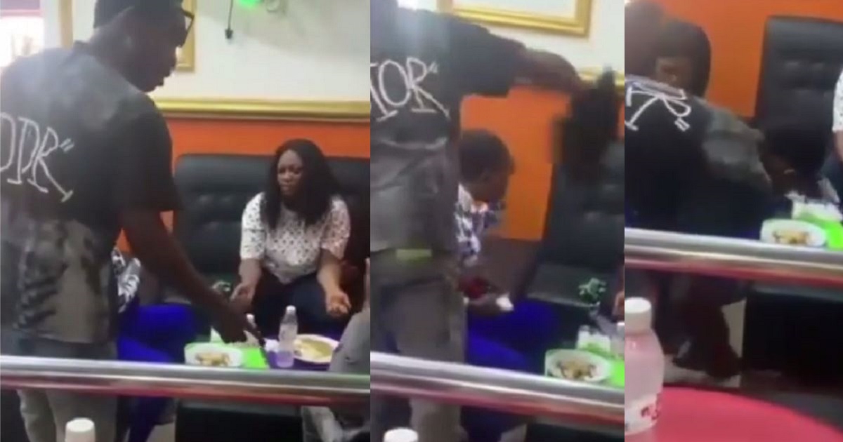 Man snatches wig and slippers he bought for girlfriend after spotting her on a date with another man (video)