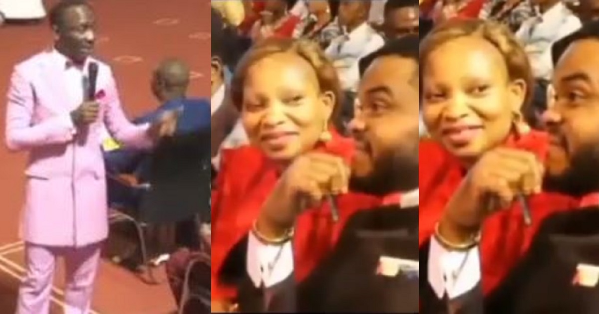 Moment woman kept staring at her supposed husband as Pastor Enenche tackled men who don’t buy gifts for their wives (video)