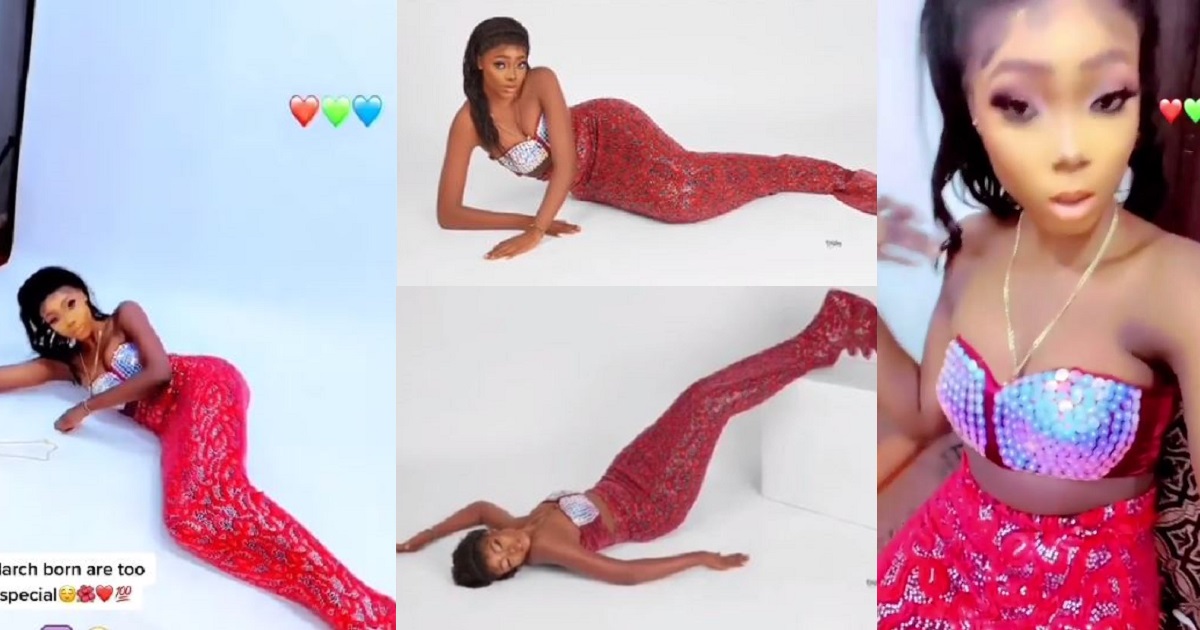 Reactions as lady celebrates birthday with mermaid-themed photos (Video)