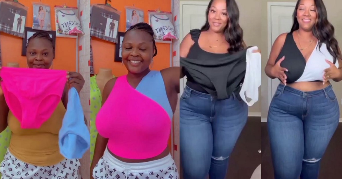 “Una go make pant cost now” – Reactions as ladies style underwear as crop tops (video)