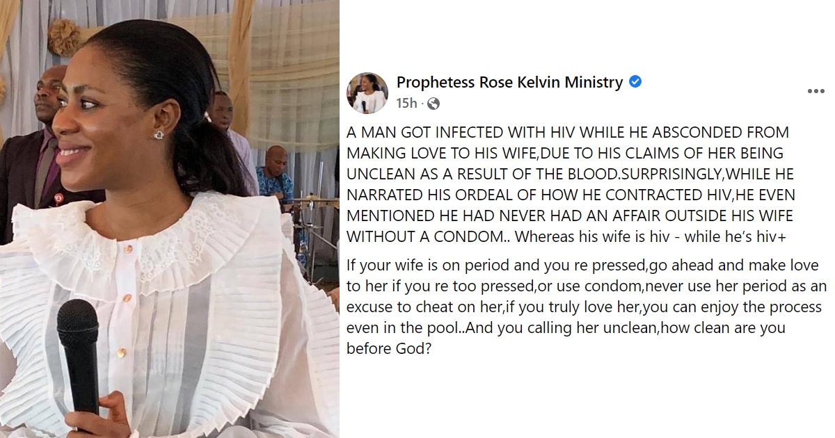 If your wife is on period and you’re pressed, go ahead and make love to her – Prophetess Rose Kelvin