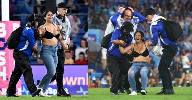 rugbyft Half-naked woman who stormed