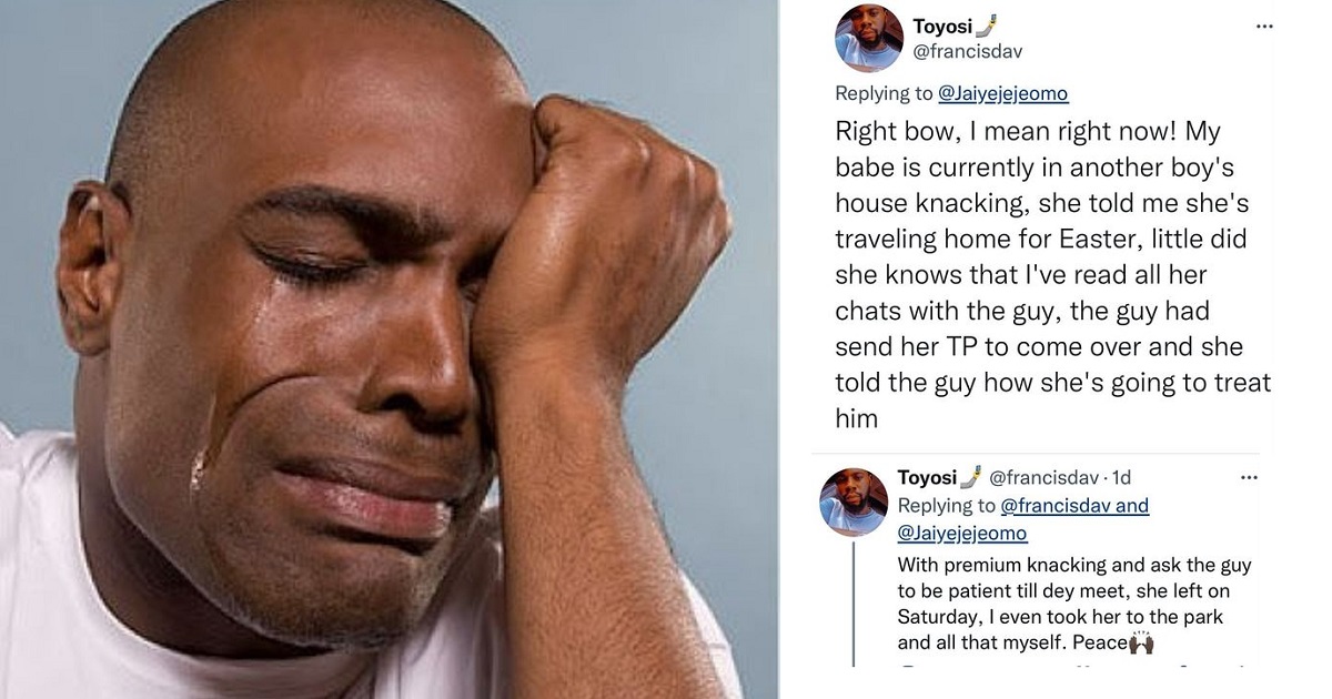 “She told me she’s travelling home for Easter but she’s in another Man’s house knack!ng” – Footballer writes after discovering that his Bae’s che@ting