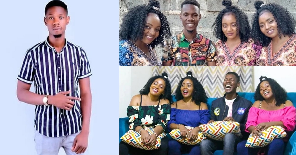 “My love was not meant for one woman” – Kenyan man dating triplet sisters says he is naturally polygamous