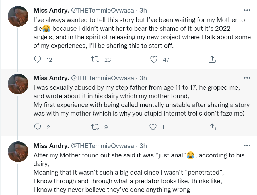 “I was sexually abused by my stepfather from age 11 to 17” – Singer Temmie Ovwasa 4 temmie