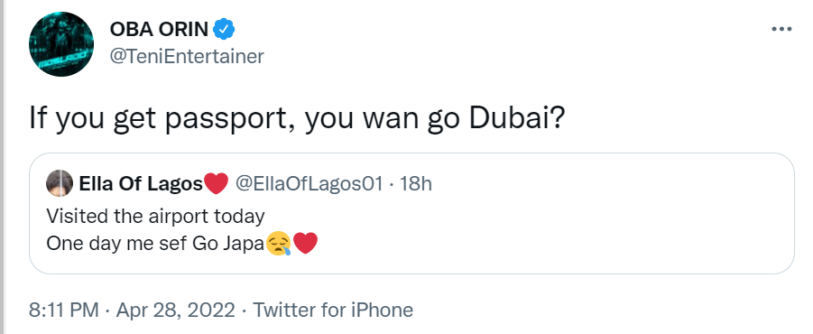 Singer, Teni offers to take fan who has never travelled abroad on an all-expense paid trip to Dubai 4 teni 1