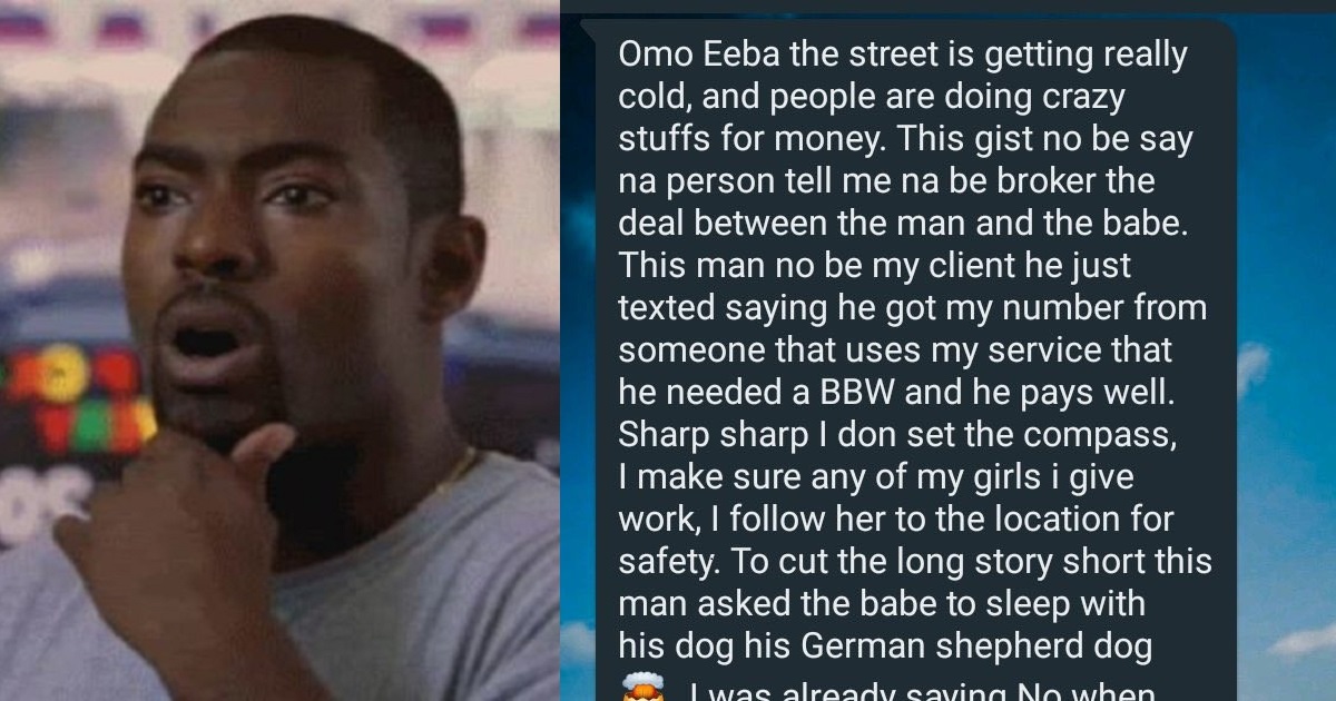 Twitter user claims that some ladies are sleeping with dogs in Lagos for N1.5m