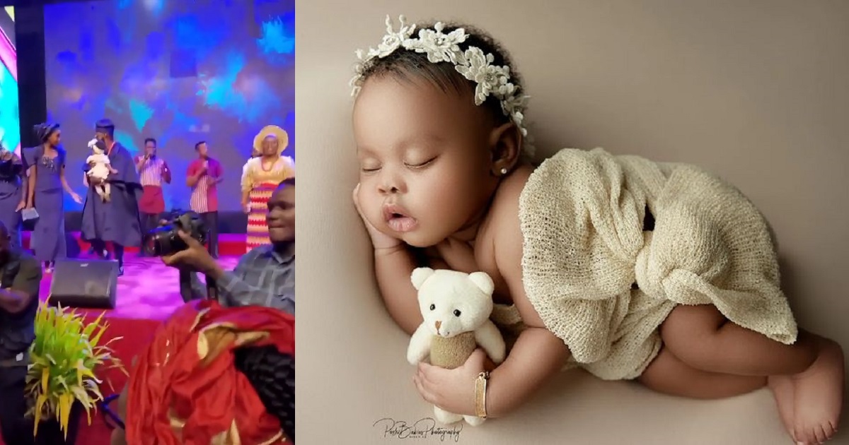 Comedian AY Makun and wife, Mabel dedicate their second child in church (VIDEO)