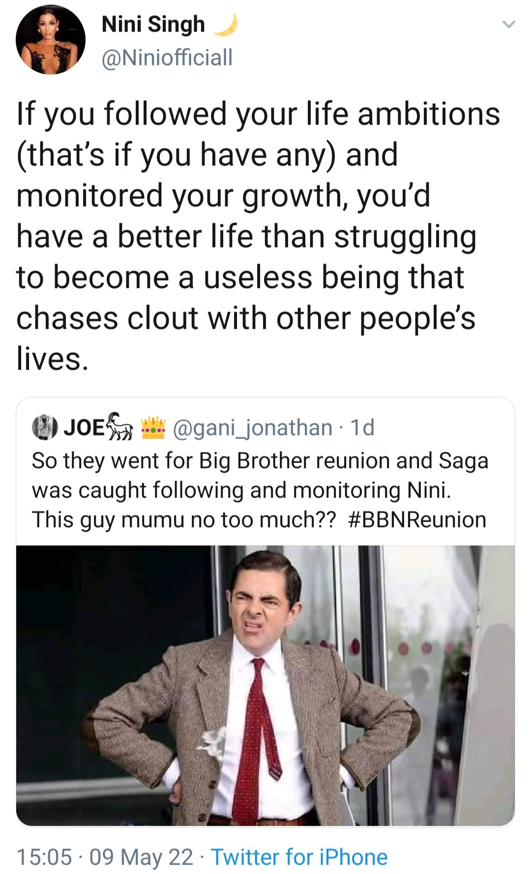 BBNaija’s Nini slams troll who called Saga a “mumu” for following her around during the reality show 3 627a15c5a1d29