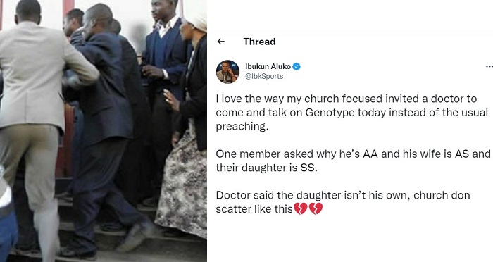 Chaos erupts in church after doctor reveals a member’s child might not be his during a lecture on Genotype