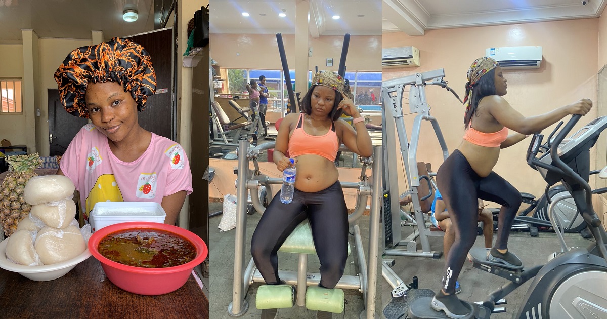 “Gym hard” –  Popular female gourmand cries out as she tries to lose belly fat