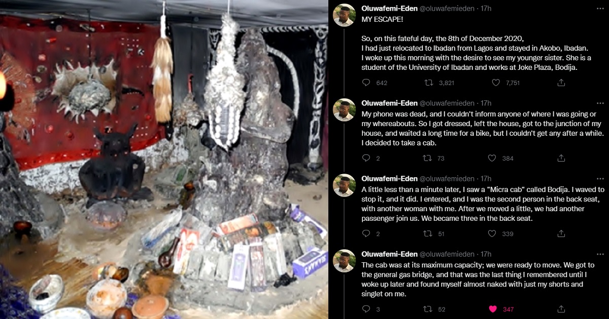 I saw human parts stacked across the hut- Man shares terrifying story of how he escaped from a ritualist den.
