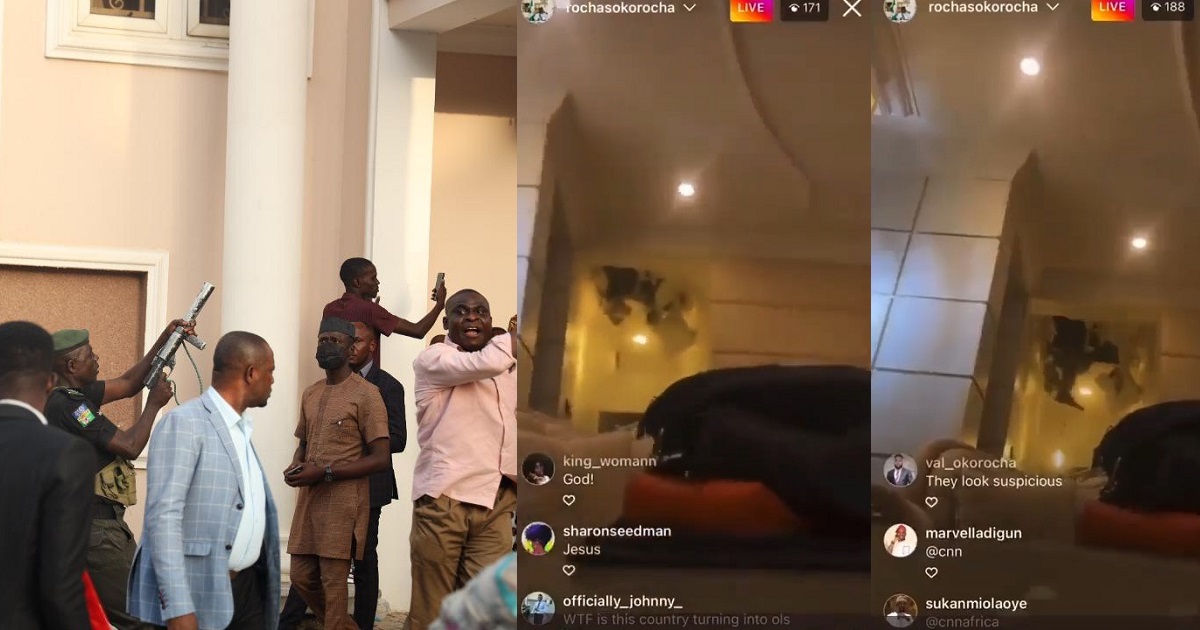 Moment EFCC operatives broke into Senator Okorocha’s residence through the ceiling before arresting him in Abuja (WATCH)