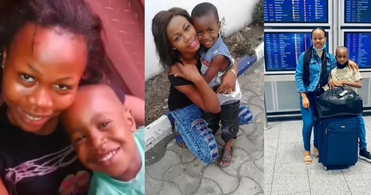 “We slept in uncompleted building in Nigeria” – Young mum who flew her son abroad shares touching story (video)