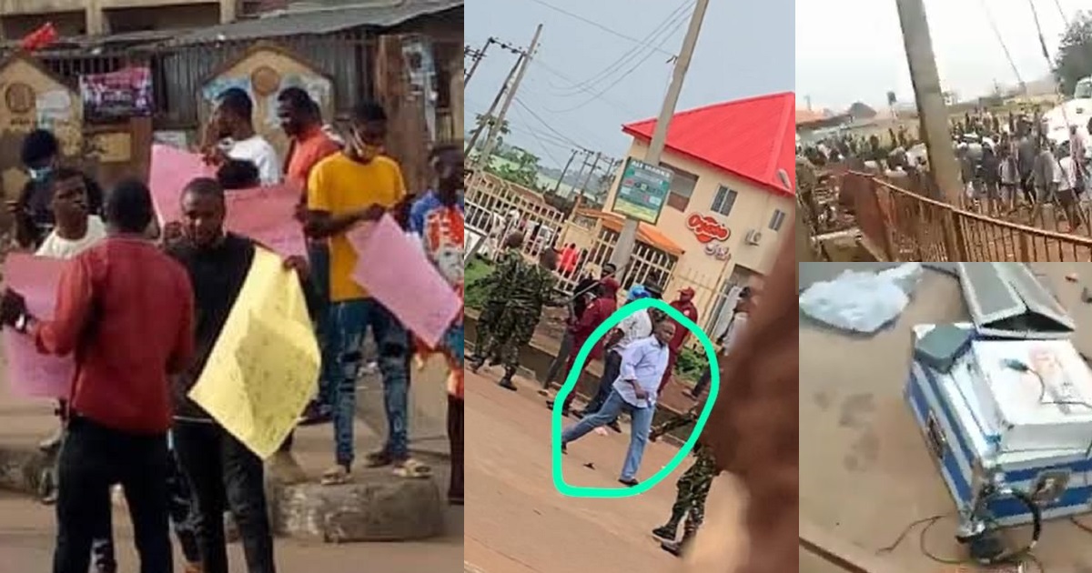 Soldiers reportedly fire gunshots to disperse students protesting against ASUU strike in Akure (videos)