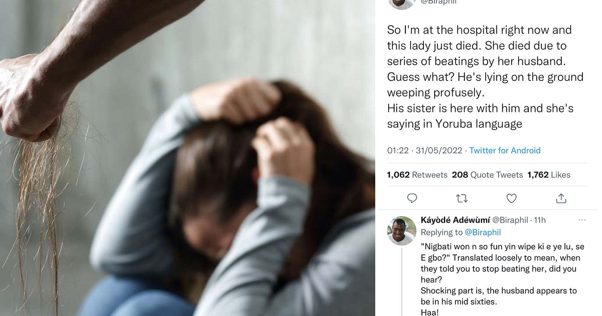 Woman reportedly dies from internal bleeding in the skull after severe beating from her husband