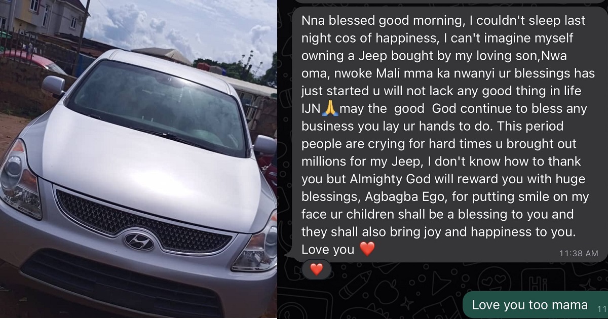 “Got my mom a car, I received paragraphs of prayers” – Young Nigerian man shares