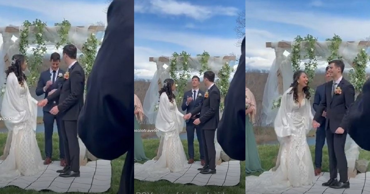 Newlyweds decide their surname by flipping coin at the altar (video)