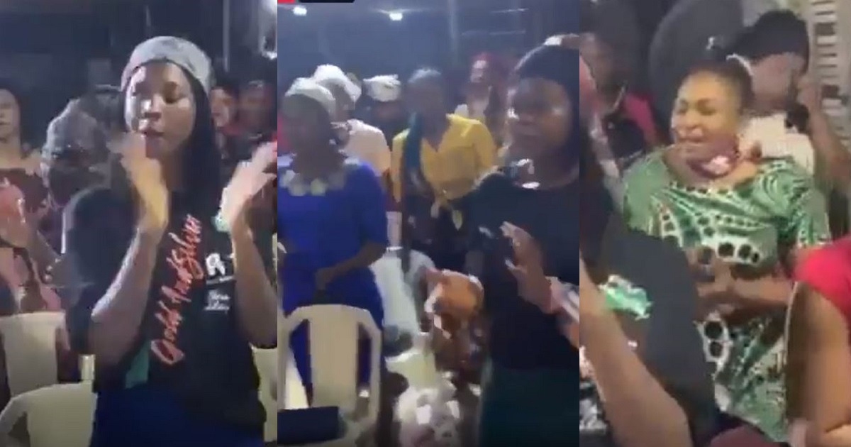 “Carry me dey go my husband’s house” – Video of single ladies praying for husbands during church service goes viral (watch)