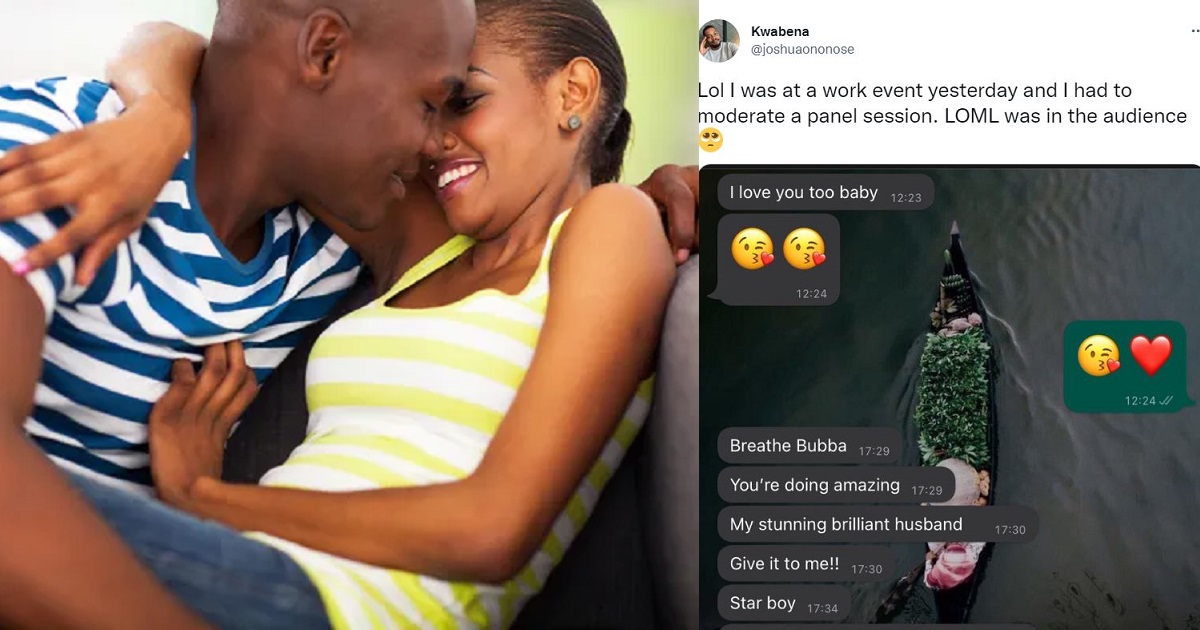 Man shares messages he received from his wife while he was moderating a panel session (screenshot)
