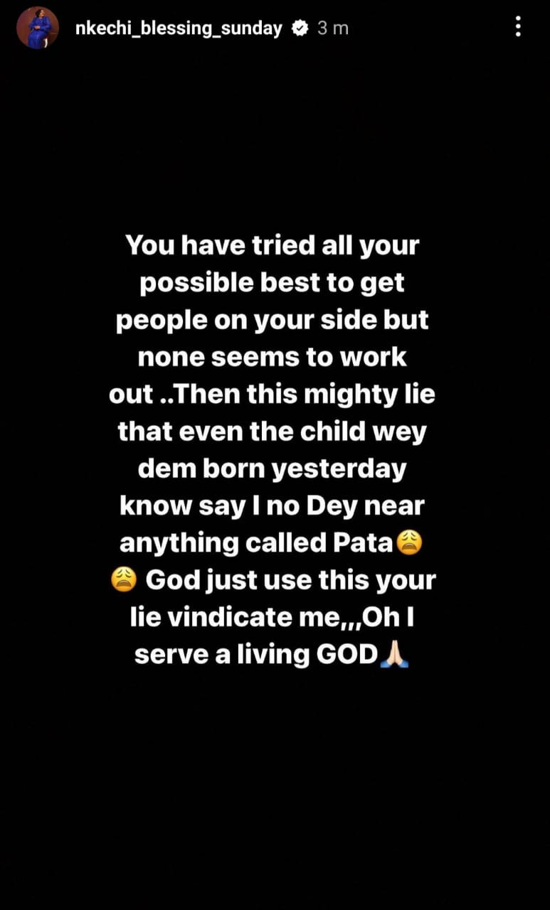 “I have never worn a pant since I was 18” – Nkechi Blessing reacts after her ex, Falegan, accused her of not changing her pant for three days 5 nbs2