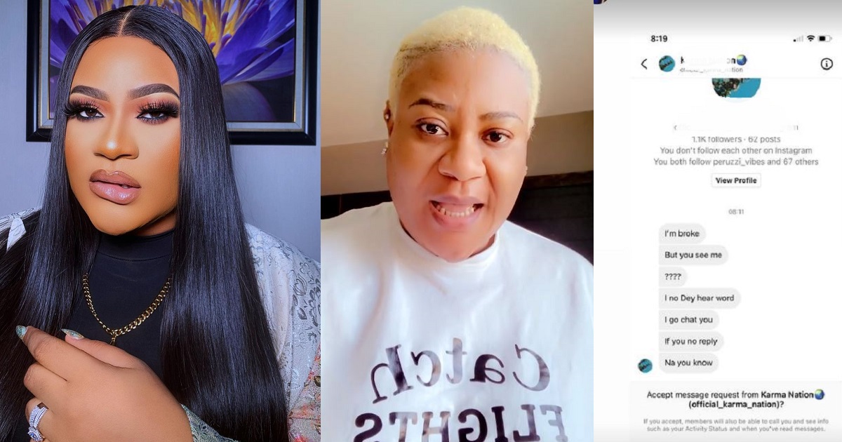 “I no dey hear word” – Actress, Nkechi Blessing shares chat with ‘broke’ man who slid into her DM after she issued a public warning (screenshot)
