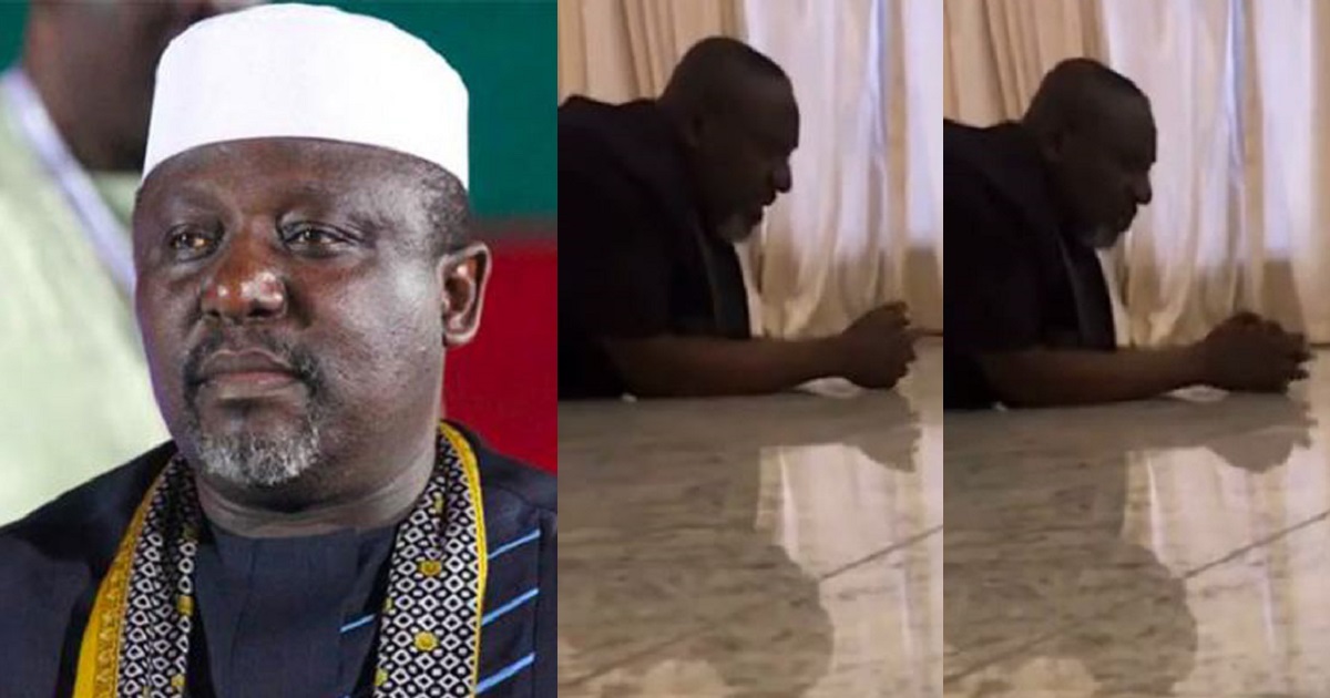 “Come to my rescue, my lord” – Video shows Rochas Okorocha praying as EFCC invades his house (watch)