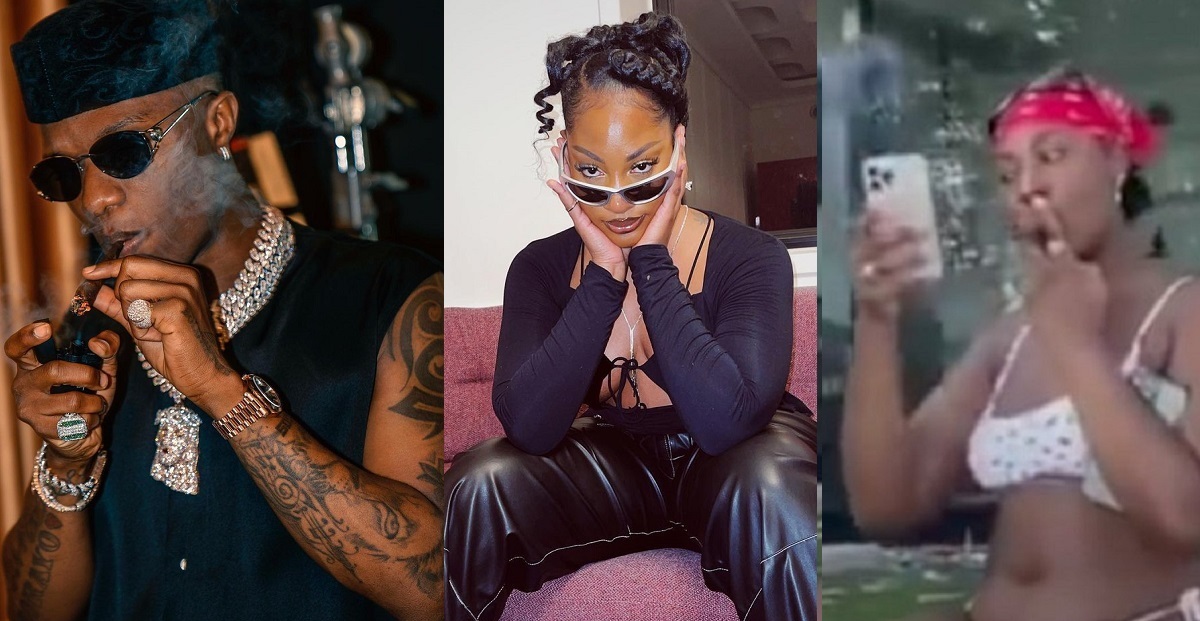 “Wizkid’s influence” – Fans reacts to video of Tems smoking as she vacations in the US (video)