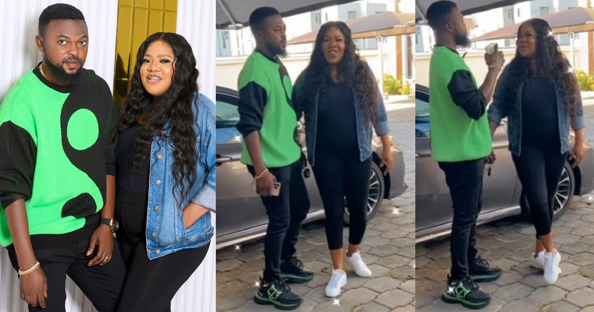 “Baby number 2 on the way” – Fans react to new photos and video of actress Toyin Abraham with her husband (Watch)