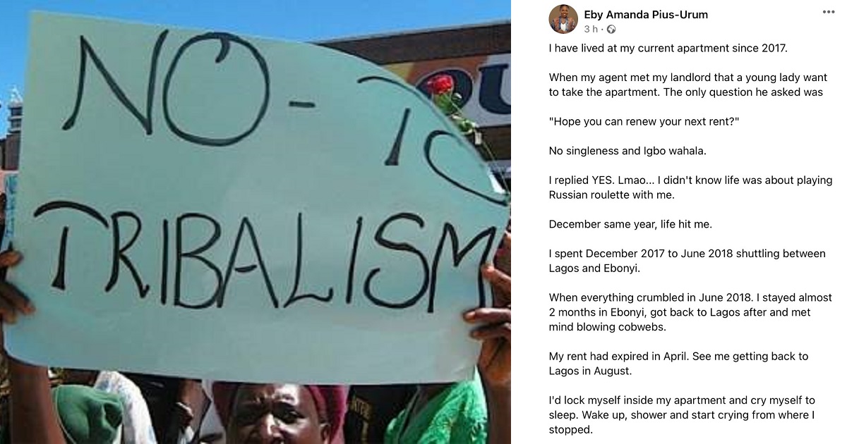 “Tribalism is very personal” –Woman writes as she shares her beautiful experience with her Landlord of a different tribe