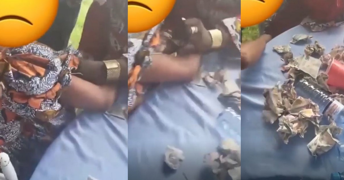 Woman caught stealing money sprayed on the celebrants at an event (video)