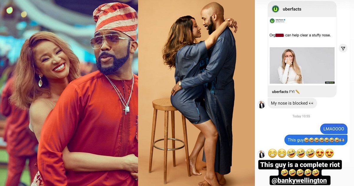 “This guy is a complete riot” – Actress, Adesua Etomi shares funny intimate chat with husband, Banky W