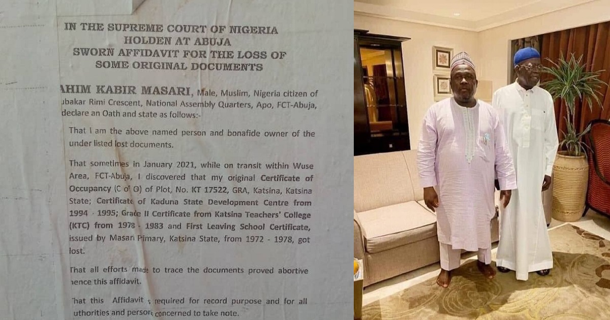 My certificates are missing – Tinubu’s running mate, Kabiru Masari