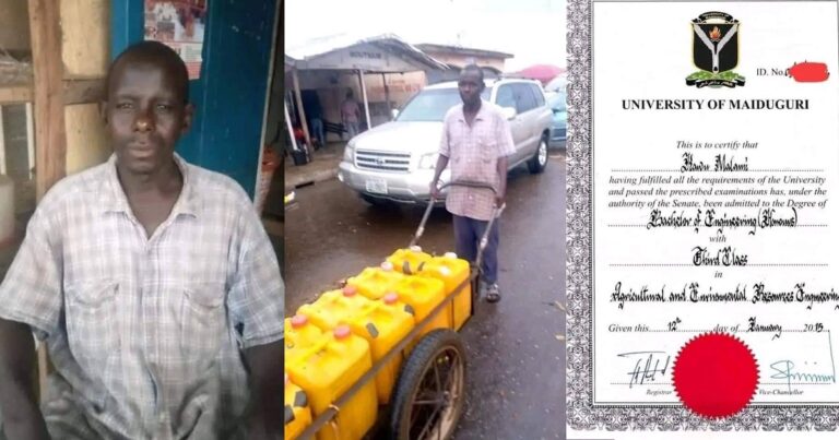 Photos of an Agricultural and Environmental resources engineer who now sells water to survive in Taraba