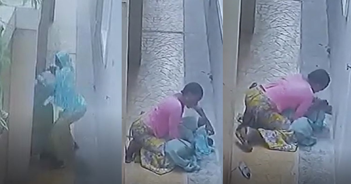 Househelp sacked after being caught on CCTV trying to suffocate her colleagues days after she was employed in Abuja (Video)