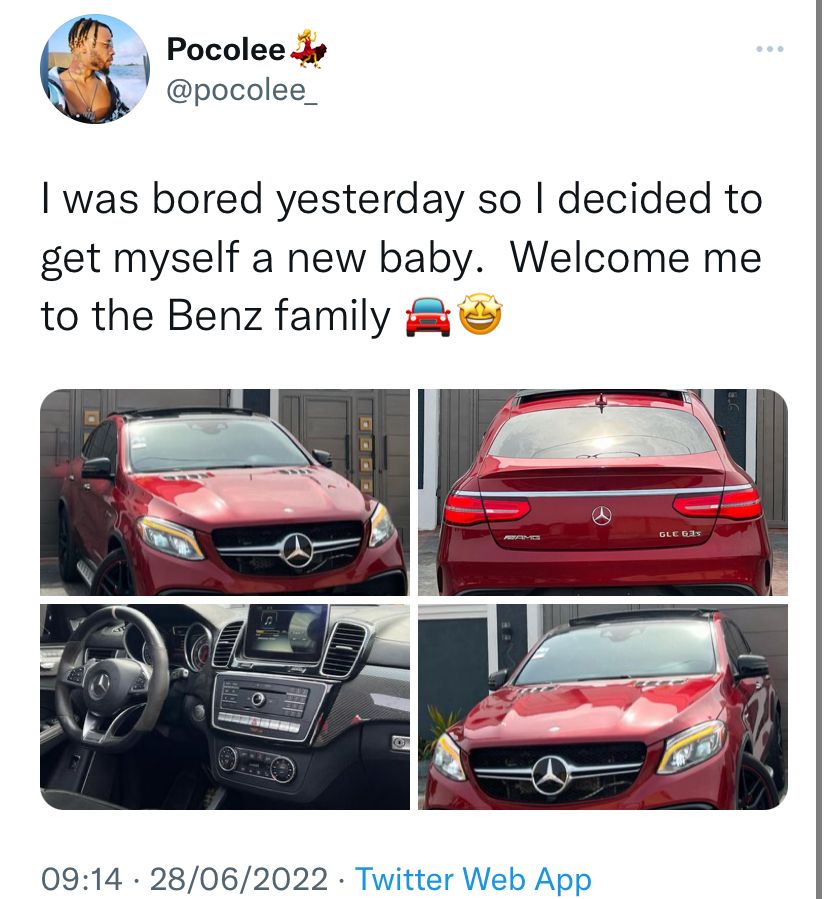 Dancer, Poco Lee acquires a brand new Mercedes Benz out of boredom 8 WhatsApp Image 2022 06 28 at 3.56.43 PM