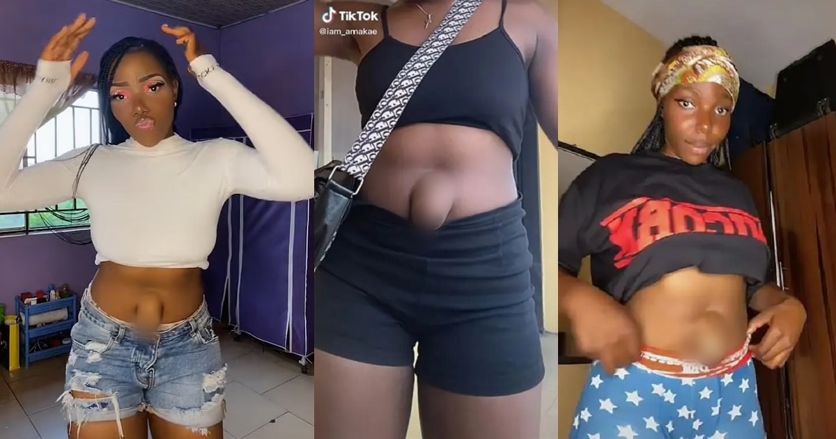 Nigerian lady with protruding belly button goes viral as she proudly shows it off (video)