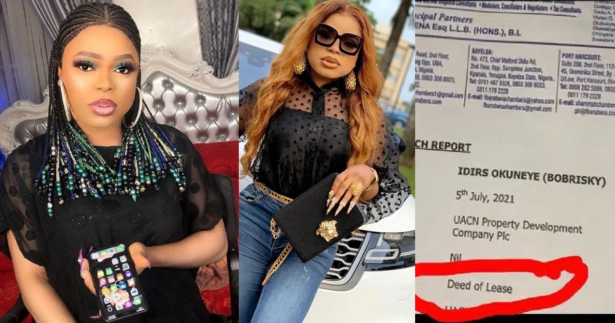 Bobrisky dragged as he mistakenly shares document that seemingly proves his N450M mansion is rented