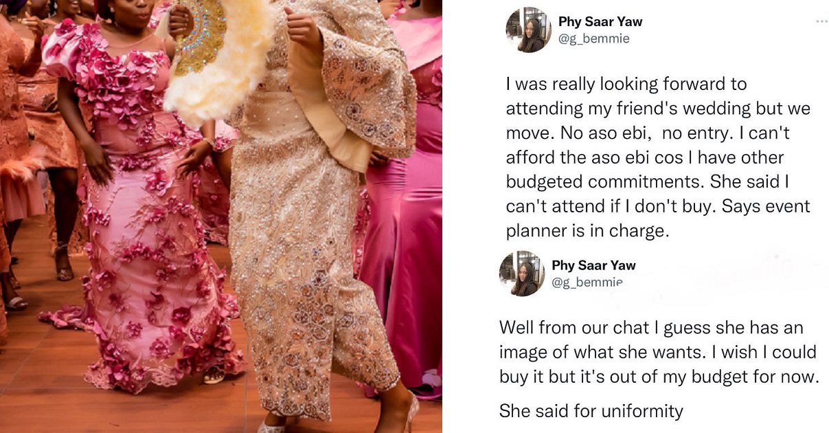 My friend told me I cannot attend her wedding because I could not