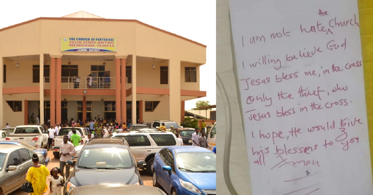 “I am not a hater of the church” – Thief leaves note after stealing from church