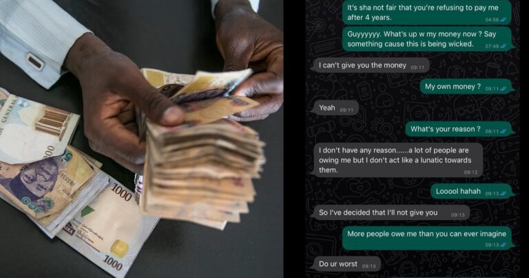 “Stop lending money to people” – Man advises as he shares message from debtor who dared him to ‘do his worst’