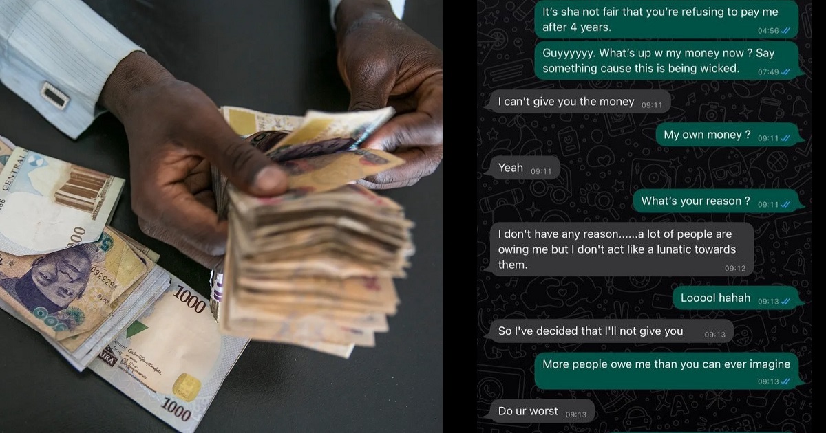 “Stop lending money to people” – Man advises as he shares message from debtor who dared him to ‘do his worst’