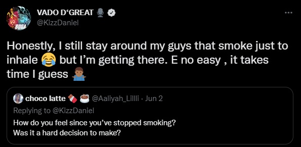 “I still stay around my guys that smoke just to inhale… E no easy”- Nigerian singer, Kizz Daniel opens up about his struggles since he quit smokin 4 dm2 3