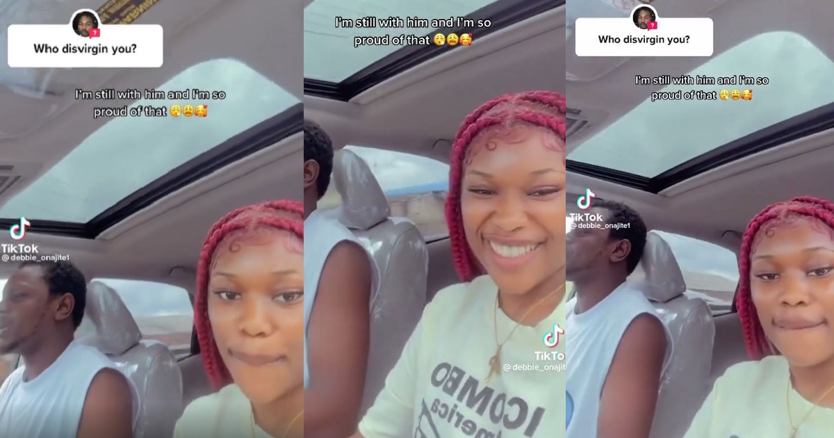 “I’m still with him” – Nigerian lady says as she proudly shows off man who deflowered her (video)