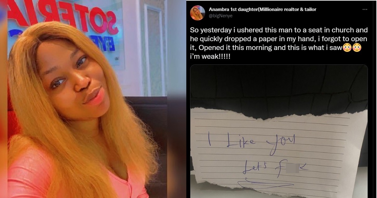 Nigerian lady shares the 'suggestive note' she received from a man in