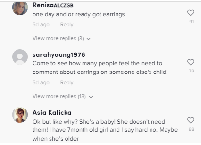 New mum comes under fire for piercing her daughter’s ears same day she was born (photos) 7 mom3