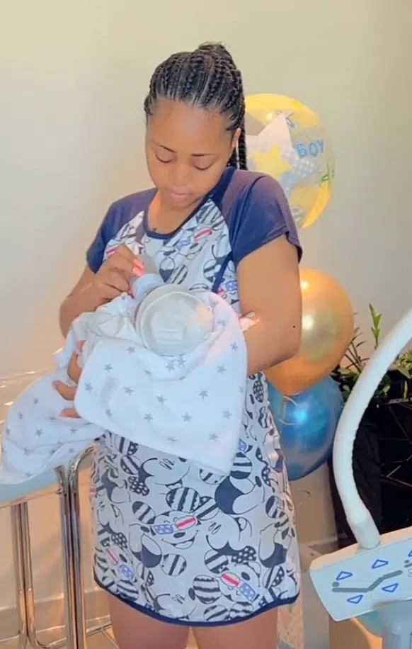 Actress Regina Daniels shares glimpse of her newborn son (Video) 3 reg